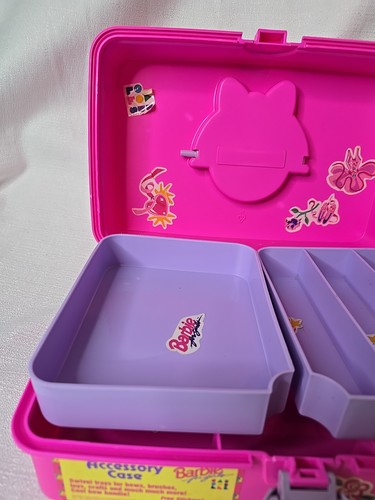 Vintage Original Caboodles Barbie Pink Purple Bow Makeup Storage Carrying Case - Picture 8 of 23