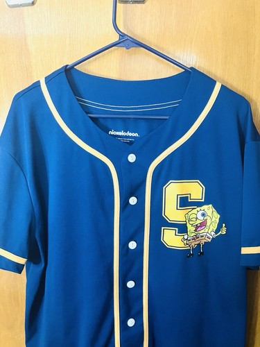 Nickelodeon 2023 SpongeBob SquarePants Men’s L Baseball Jersey Blue Polyester - Picture 2 of 9