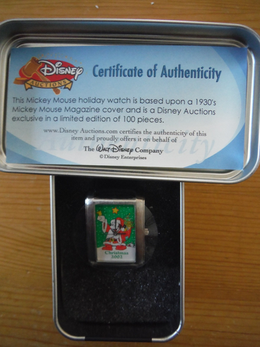 DISNEY Mickey Mouse Christmas 2002, LE Auction Watch NEW never worn or displayed - Picture 1 of 2