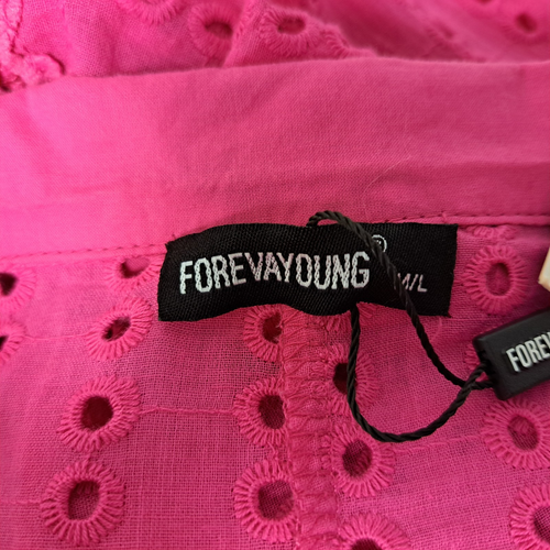 Foreva Young Prairie Dress Pink Med Large Midi Maxi Long Sleeve Broaderie - New - Picture 13 of 15