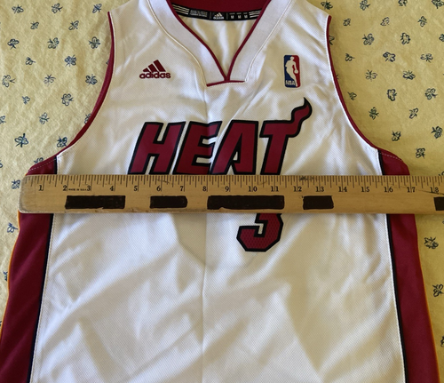 Adidas Miami Heat Wade 3 Jersey Youth Medium 10-12 +2" White *used* - Picture 4 of 9