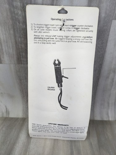 Made In USA-NOS - Zero Gap Micro Adjustable Bow Hunting Squeezer Rope Release - Bild 8 von 11