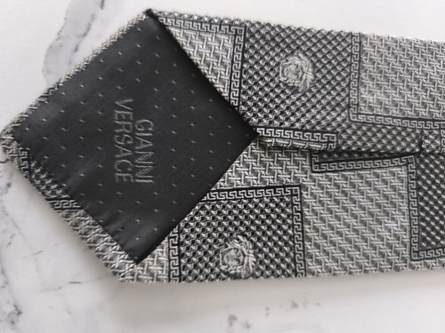 100% Seide Gianni Versace Krawatte Topzustand Herren Grau Edel Luxus Extravagant - Bild 4 von 6