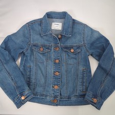 OLD NAVY YOUTH BLUE DENIM JEAN JACKET SIZE L 10-12 Copper Color Buttons EUC