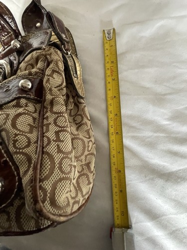 Vtg Guess Logo Y2K 90s 2000s Ostrich Studs Shoulder Bag Purse Monogram /Buckles - Picture 8 of 24