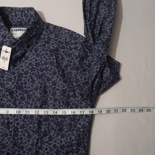 Express Herren XS Slim Hemd NEU mit Etikett Blumen Knopfleiste Langarm - Bild 5 von 9