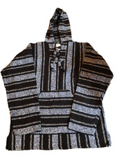  LAND OUTDOORS Baja Hoodie Hippie Mexican Poncho Multicolor Brown Men's 3XL