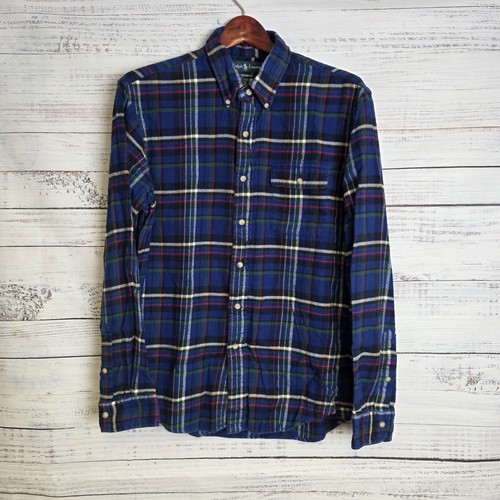 Camisa de franela Ralph Lauren para hombre grande a cuadros ajuste personalizado manga larga abotonada - Imagen 2 de 9