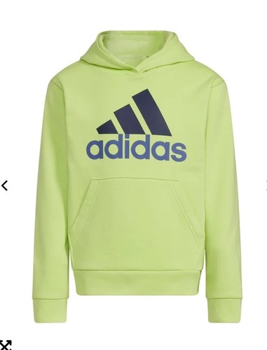 NWT Adidas Kids' (Junior) Pullover Logo Hoodie Sweatshirt Green (IQ6088) M - Picture 2 of 6
