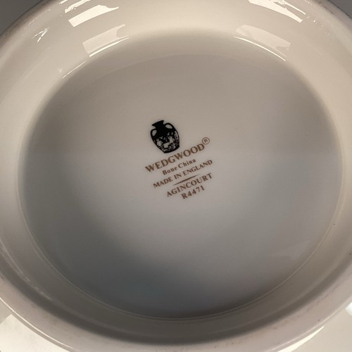 Wedgwood AGINCOURT 8,5"W bedeckt pflanzlich grüner Rand weißer Sockel floral platin - Bild 11 von 19