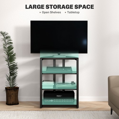 HOMCOM Unidad de TV Esquinera para Televisores de 28" con Estantes, Soporte de Cable de Extensión, Negro - Imagen 6 de 11
