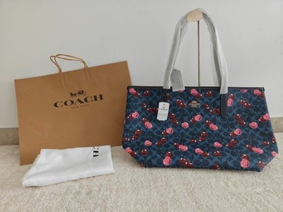 COACH City Tote Bag in Signature Canvas with Cherry Print CY691