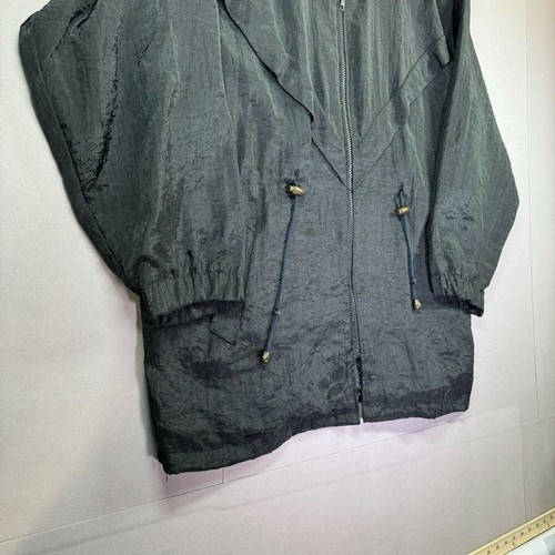 Vintage Silkworms Windbreaker Women 2XL Black 80s Gorpcore Cinch Travel Resort - Picture 8 of 10