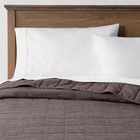 Threshold Quilt Cotton/Linen Blend Space Dyed Subtle Stitch, Gray, Full/Queen