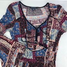 American Eagle Women's Patchwork Long Bell Sleeve Maxi Dress S Cottage Boho