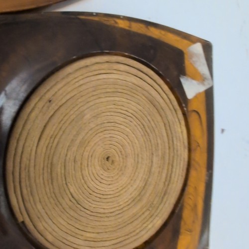 Vintage MCM Lucite Coaster Set Of 8 Tortoise Shell Rope Coil Acrylic Amber Boho - Afbeelding 10 van 13