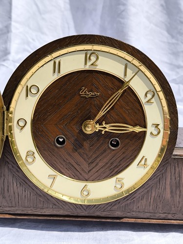 Alte Urgos Holz Tischuhr Kaminuhr Buffetuhr Gong mit 5 Schlaghammer Vintage  - Bild 2 von 12