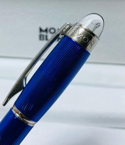 Premium Mont blanc Star walker Solitaire Black Ink Blue & Silver Body Ball Pen - Picture 4 of 6