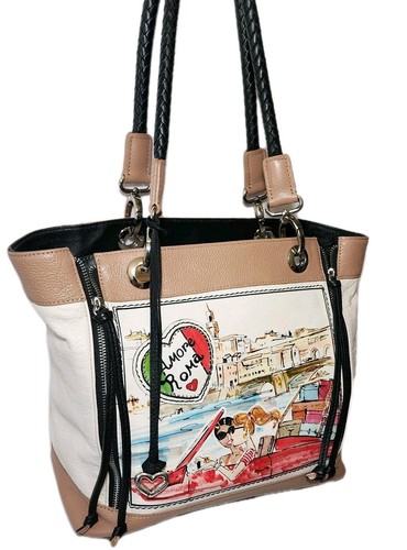 BRIGHTON FASHIONISTA TOM CLANCY'S ART LOREN AMORE ROMA COUTURE ITALY LARGE TOTE - Picture 6 of 21