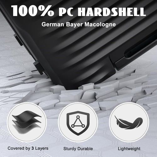 Carry On Luggage 22x14x9 Airline Approved, PC Hard Suitcases with Spinner Whe... - Picture 3 of 5