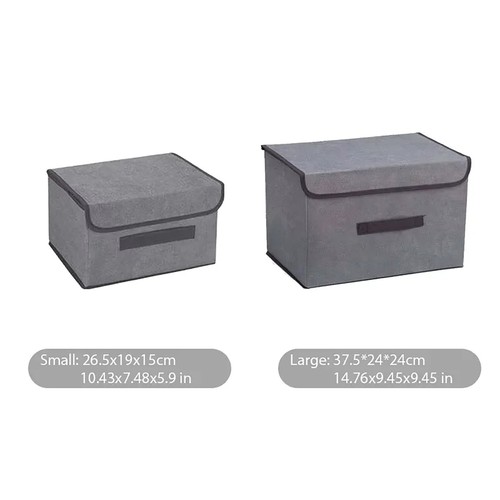 Caja de Almacenamiento de Tela Plegable con Tapa Ropa de Cama Juguetes Organizador Cesta Gris - Imagen 9 de 9