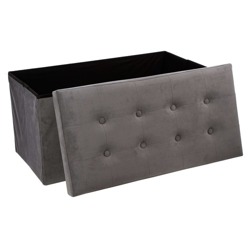 Puf Plegable Doble Lysandre Estilo Contemporáneo en Terciopelo Color Gris con Ta - Imagen 2 de 4