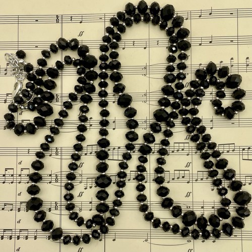 Collana Casa Bianca Mercato Nero Laureata Spinello Nero e Perline Argento 56" - Foto 3 di 6