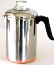 VINTAGE REVERE WARE COFFEE PERCOLATOR 8c COMPLETE PRE '68 USA CLEAN!