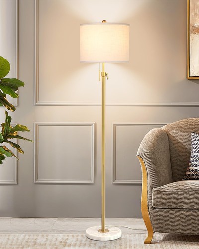 Gold Floor Lamp Living Room Modern Floor Standing with Lampshade 3 Colours - Picture 1 of 5