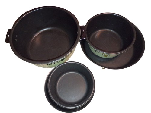 Juego de 8 sartenes/ollas de cocina esmaltadas margaritas de colección utensilios de cocina aguacate verde años 60 70 - Imagen 12 de 18