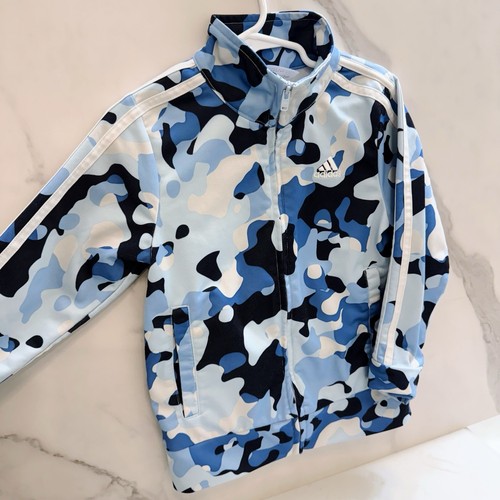 Adidas Boy’s Size 4t Blue Camo Track Jacket Full Zip - Picture 5 of 9