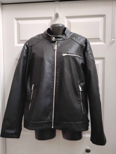 GUESS Men's Moto Motorcycle Biker Jacket Black Size XL 44 inch Chest Stylish New - Picture 3 of 24