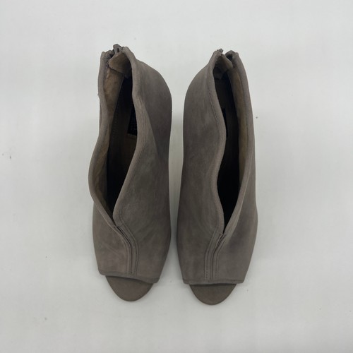 G.I.L.I. Peep Toe Zip Back Suede Booties Size 7 M Fantina Porcini - Picture 5 of 10