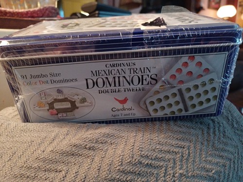 Cardinal Classic Games Double Twelve Color Dot Mexican Train Dominoes! Jumbo NEW - Picture 4 of 6