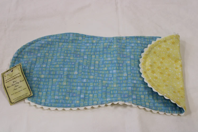 Finished - Baby Shoulder Burp Rag - Blue Geometric/Stars