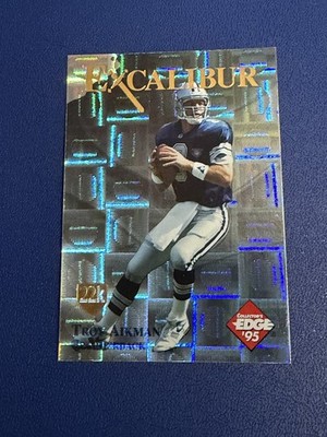1995 Collector's Edge Excalibur - 22k Troy Aikman #8 Silver Shield Prism #6/750