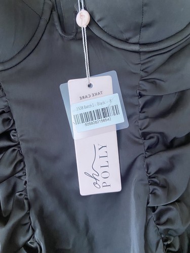 Oh Polly Black Strappy Mini Dress Bodycon Bnwt New Size 8 - Picture 5 of 5