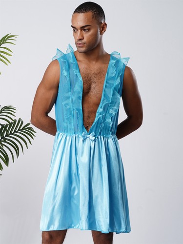 Mens Nightgown Henley Night Shirt Sleeping Long Sleeve Big Tall Kaftan Sleepwear - Picture 125 of 140