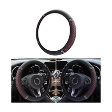 Bling Car Steering Wheel Cover, 15 Inch Rhinestones Soft Leather Black/Red
