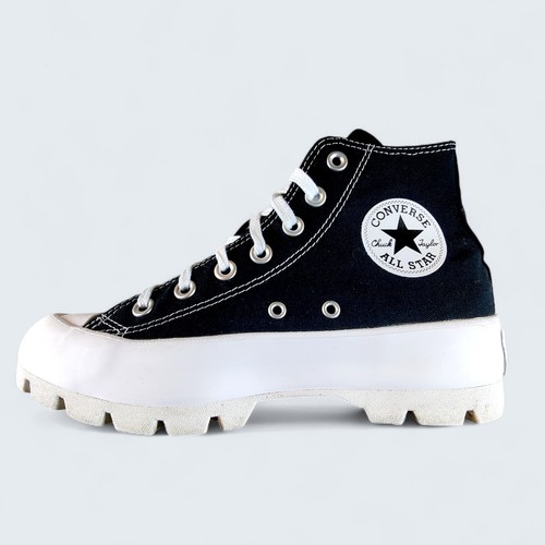 Converse Damengröße 7 hoch geschnittene Chuck Taylor schwarz-weiße Plateau-Sneaker - Bild 1 von 8