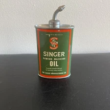 Vintage Singer 3 fl oz Sewing Machine Oil Can Oval With Curved Spout