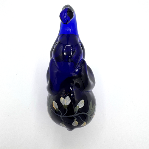 Fenton Cobalt Blue Elephant with Flowers Hand Painted & Signed S Smith - Picture 2 of 8