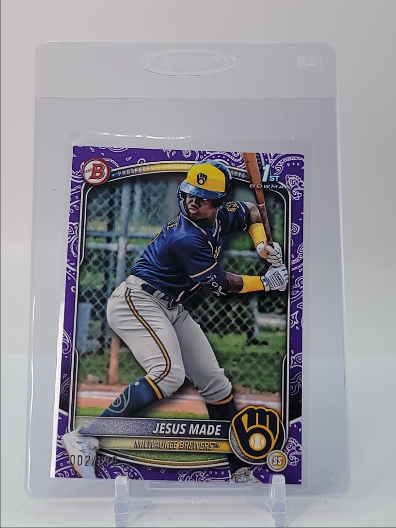 JESUS MADE 2025 BOWMAN 1ST BASEBALL PURPLE PATTERN BREWERS /199 Q3249