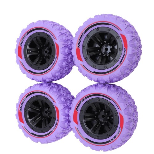 Juego de 4 neumáticos de ruedas de coche de radiocontrol púrpura con enchufe M3 M4 tuerca goma universal ZZ - Imagen 6 de 12