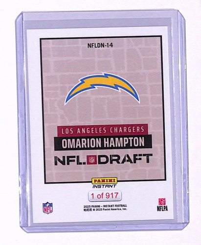Omarion Hampton 2025 Panini Instant #NFLDN-14 NFL Draft Rookie RC - QTY - Picture 2 of 2
