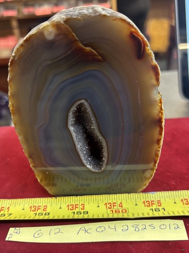 Muestra de exhibición pulida cara ágata brasileña drusa - Imagen 2 de 8