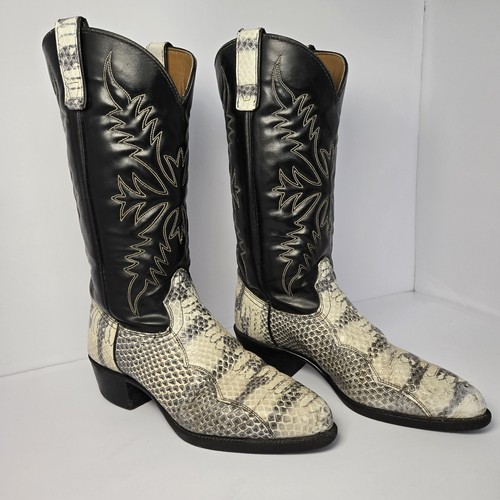 Stivali da cowboy Texas All American Made USA beige neri da donna taglia 8 1/2 EE Western - Foto 4 di 9