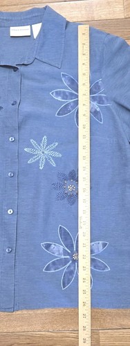 Alfred Dunner Womens Silk 20W Button Up 3/4 Sleeve Embroidered Embellished Shirt - Picture 15 of 16