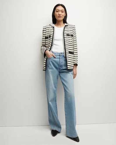 NEW Veronica Beard Foster Ivory Black Striped Knit Dickey Jacket Sz 0 NWT $798 - Picture 9 of 20