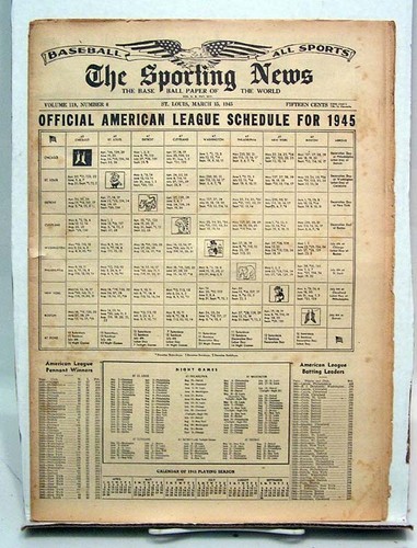 Mar 15,1945 SPORTING NEWS-AL Schedule/Bucky Harris